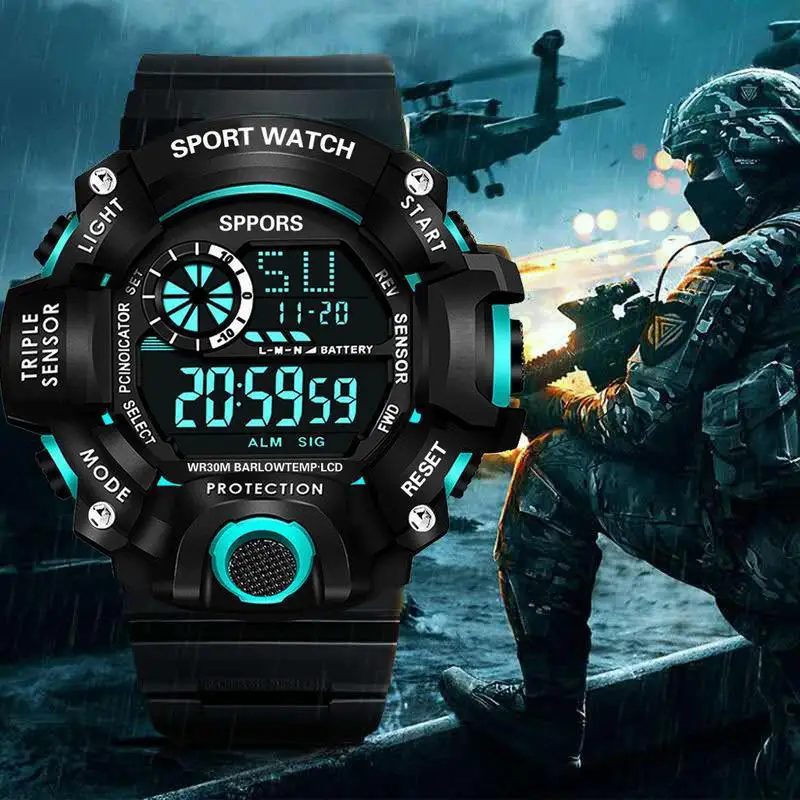 UTHAI H117 Men’s Watch Fashion Sports Electronic Wristwatch Large dial Multifunctional Waterproof Luminous Alarm Male’s Bracelet