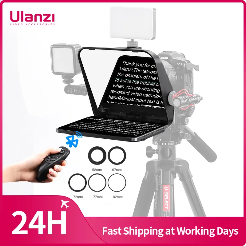 Ulanzi RT02 Universal Teleprompter Prompter DSLR Camera Smartphone Tablet Laptop Teleprompter Live Streaming Video Recording