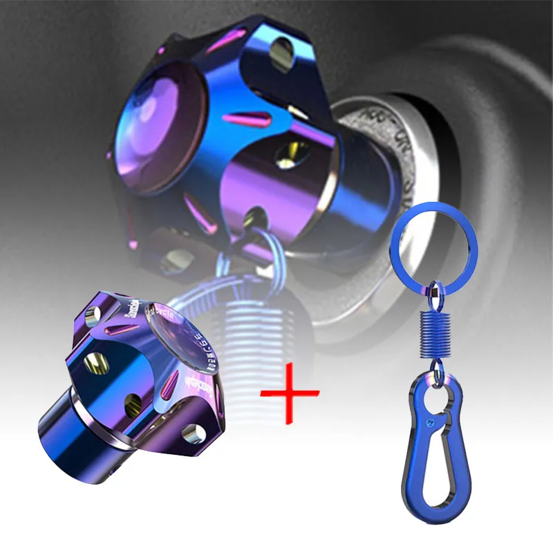 Universal Aluminum Keychain Modified Burn Blue DIY Key Cover Case Shell Fit Motorcycle Car ATV Key Bit Pentagonal Hexagon