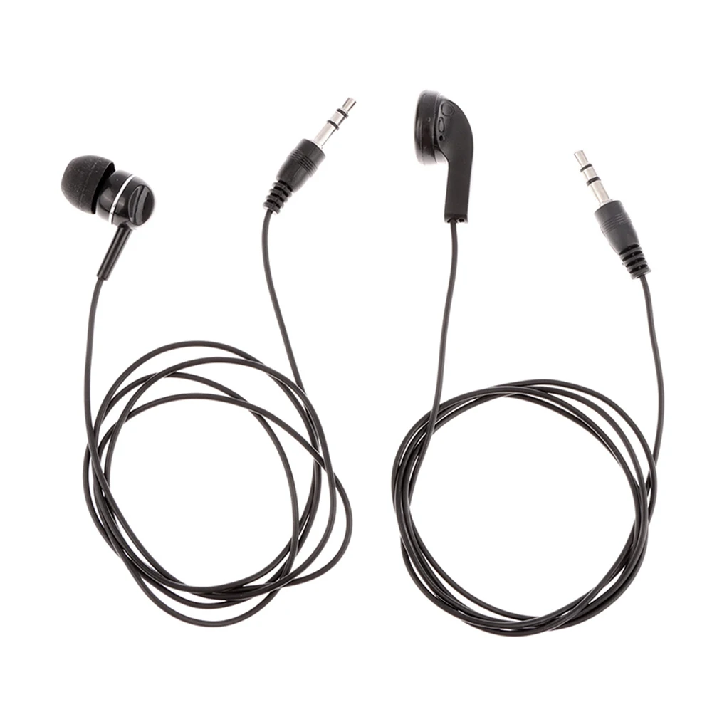 Universal Black 50cm 3.5mm Single Side Mono Earphone In Ear Earbud Headset for Smart Phones MP3 Dual Channel Earphone