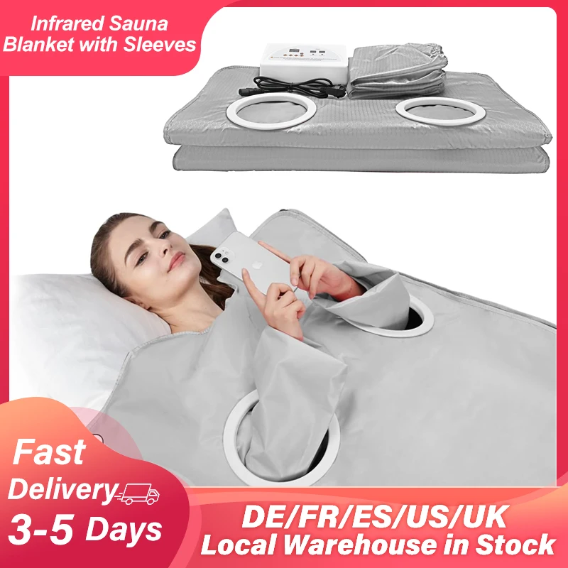 Upgraded Version Sauna Blanket with Sleeves 2 Zone Digital Thermal Sauna Blanket Slimming Weight Loss Detox Home Sauna Spa Relax