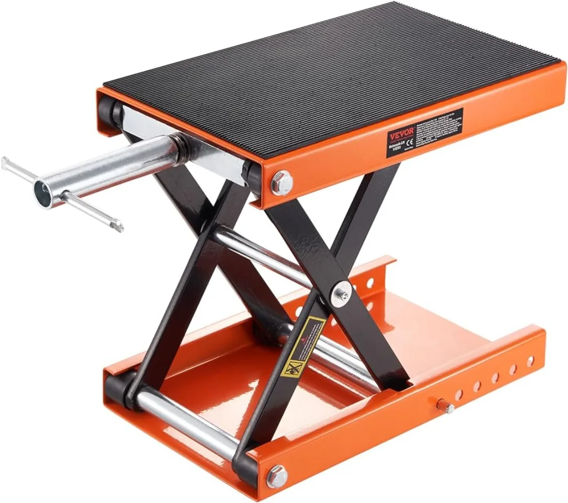 VEVOR Motorcycle Lift, 1100 LBS Motorcycle Scissor Lift Jack with Wide Deck & Safety Pin, 3.7