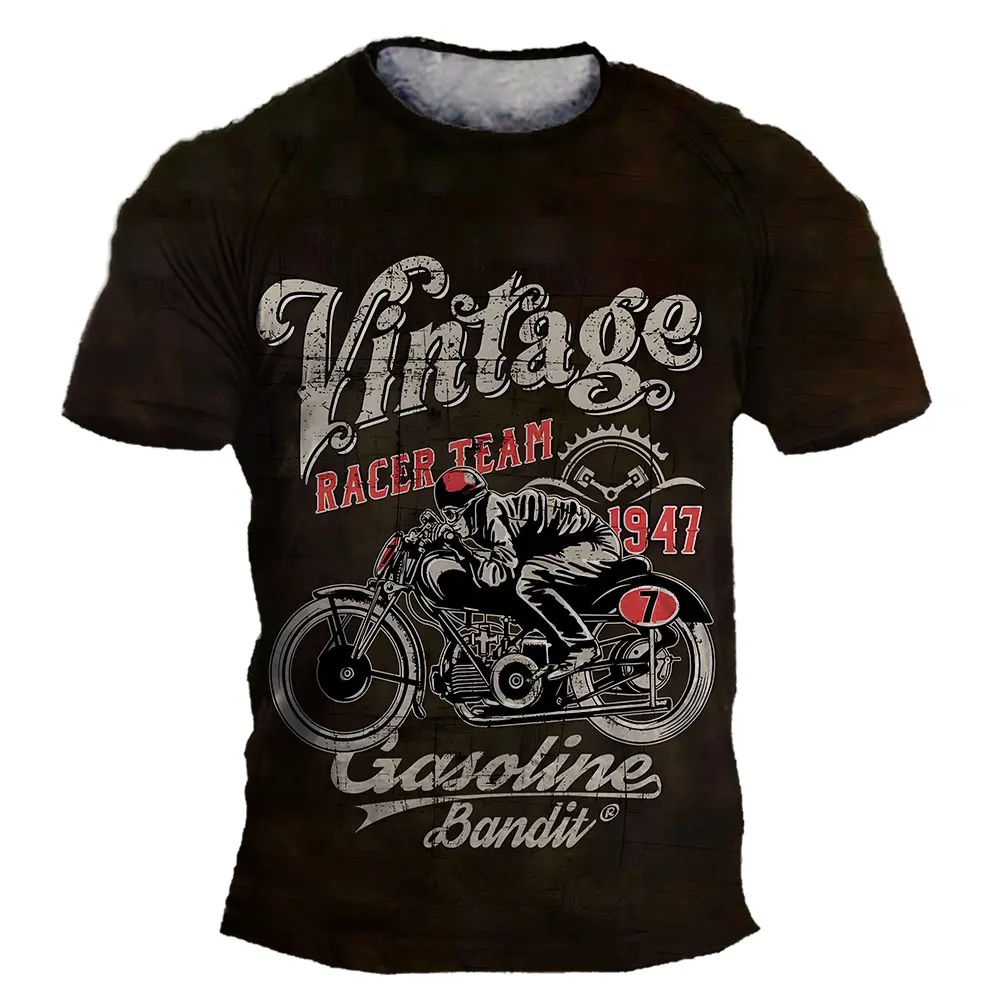 Vintage Shirts T-shirts For Male Streetwear Motorcycle Graphic Men’s Short Sleeve Men Clothing Hip Hop Women Top Tee Harajuku