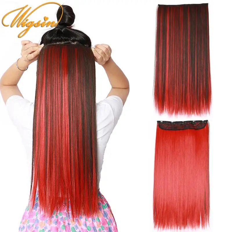 WIGSIN Synthetic 24Inch Long Straihgt Hair Extension Heat-Resistant Fiber Hair Cosplay Hairpieces for Women