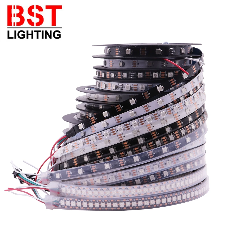 WS2812B Smart Pixel RGB Led Strip Light WS2812 Individually Addressable IC 30/60/144 Pixels/Leds/m IP30/IP65/IP67 Led Tape DC5V