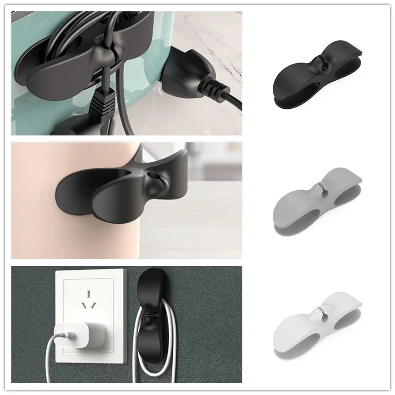 Wall-mounted Plug Retainer Winder Data Cable Storage Home Appliance Power Cord Retaining Clip Socket Holder Kitchen Organizer