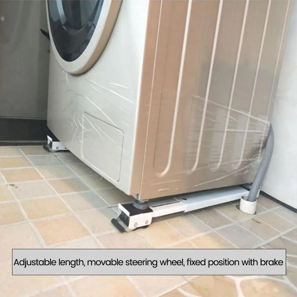 Washing Machine Base Stand Trolley Feet Movable Adjustable Telescopic Fridge Stand Wheel for Dryer Refrigerator Home Appliance