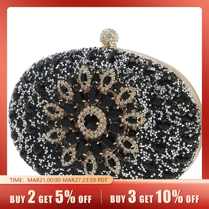 Women Dinner Bag Fashion New Sunflower Inlaid Diamond Banquet Hand Bag Dress Evening Bag