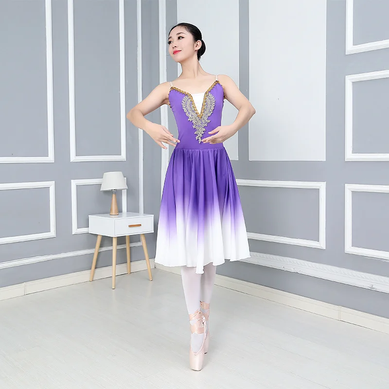 Women Gradient color high quality Long Adult Children Ballet Tutu Dress Party Practice Skirts Clothes Fashion Dance Costumes