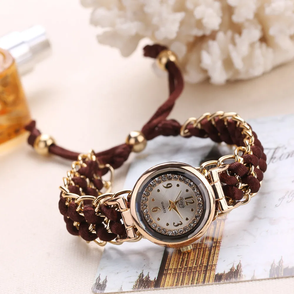 Women Knitting Rope Chain Winding Analog Quartz Movement Wrist Watch Fashion Waterproof Watch Durable Luxurious Watch Reloj