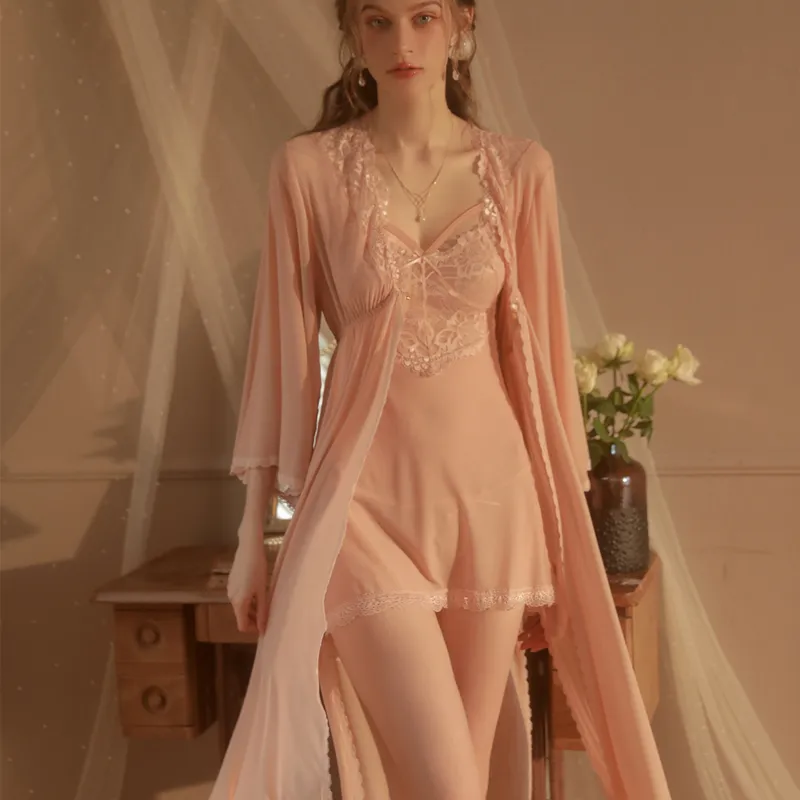 Women’ Silk Satin Pajamas Set 3 Piece Lingerie Floral Lace Cami Sleepwear with Slip Coat