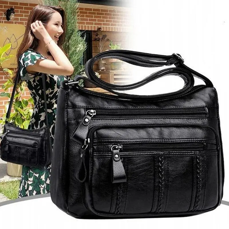 Women’s Bag PU Multilayered Soft Leather Ladies Fashion Simple Shoulder Bags Mom’s Bags Crossbody Bag