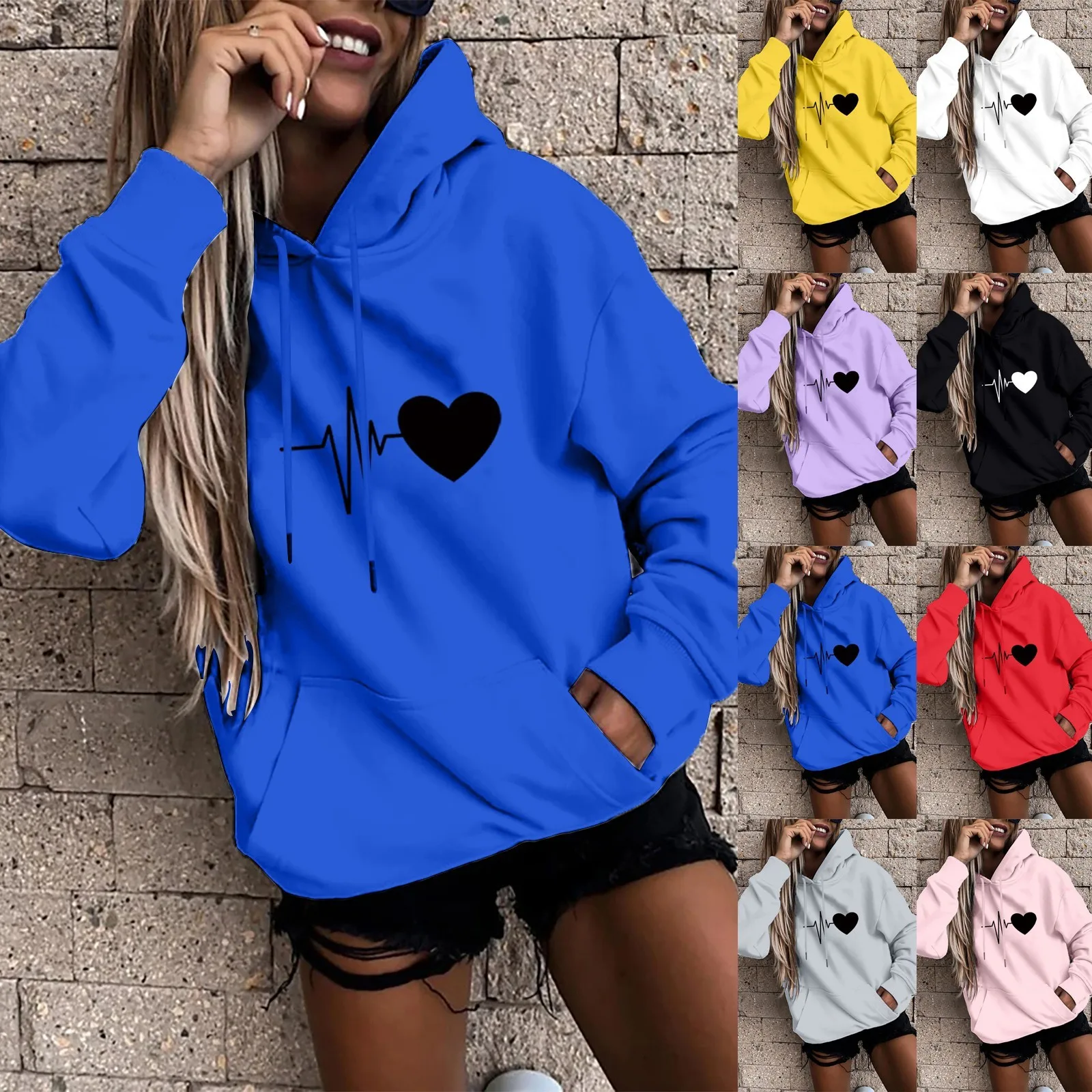 Women’s Pullover Fashion Casual Fun Print Hooded Sweatshirt Loose Sports Tops Pullover