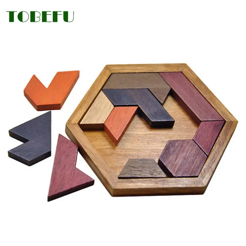 Wooden Geometric Shape Jigsaw Board Puzzles Kids Brain Teaser Non Toxic Wood Toys for Children Educational