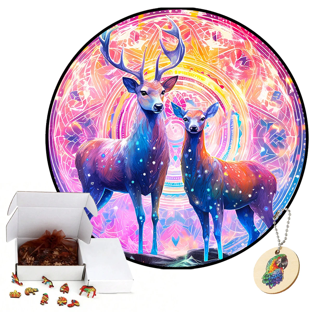 Wooden Puzzle Animals Colorful Deer Puzzle Toy Each Piece Cartoon Animal Wooden Jigsaw Puzzle For Adults Kids