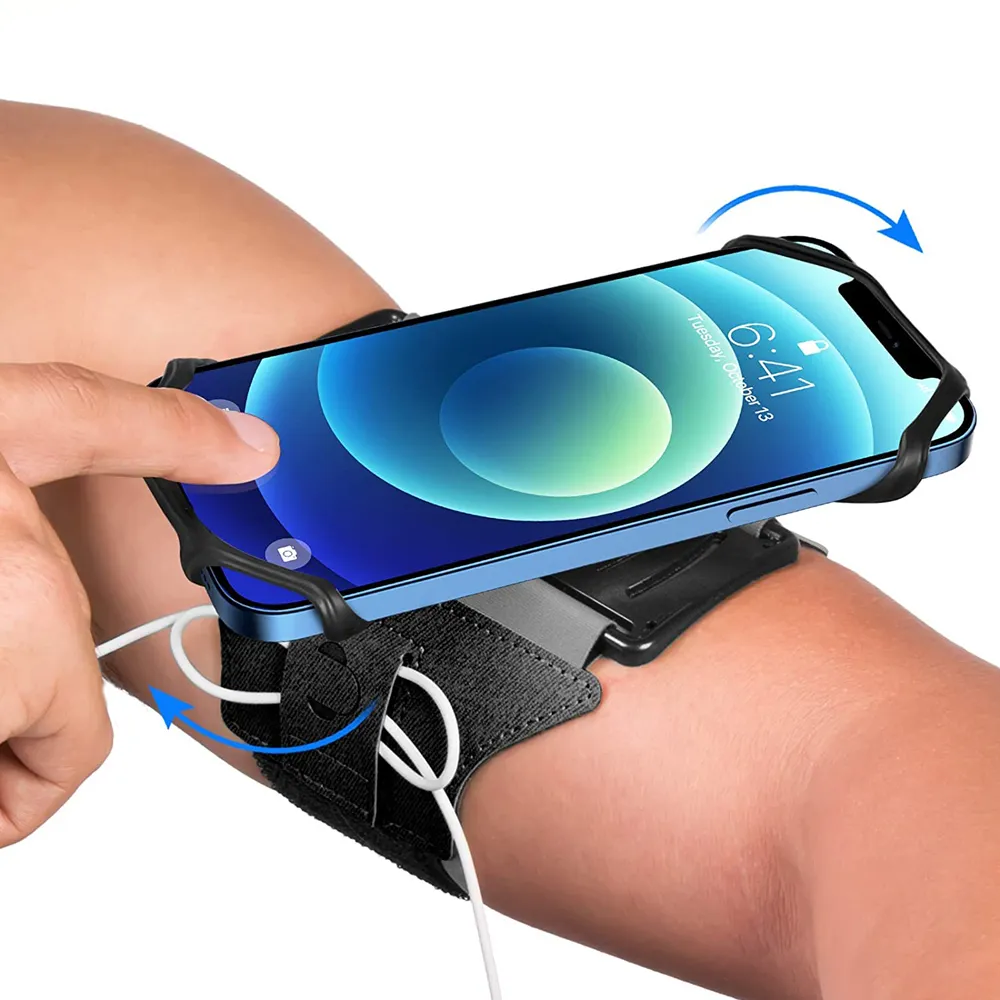 Wristband Phone Holder Mobile Removable 360°Rotating Running Phone Wrist Bag Takeaway Navigation Arm Bag for Fitness Cycling