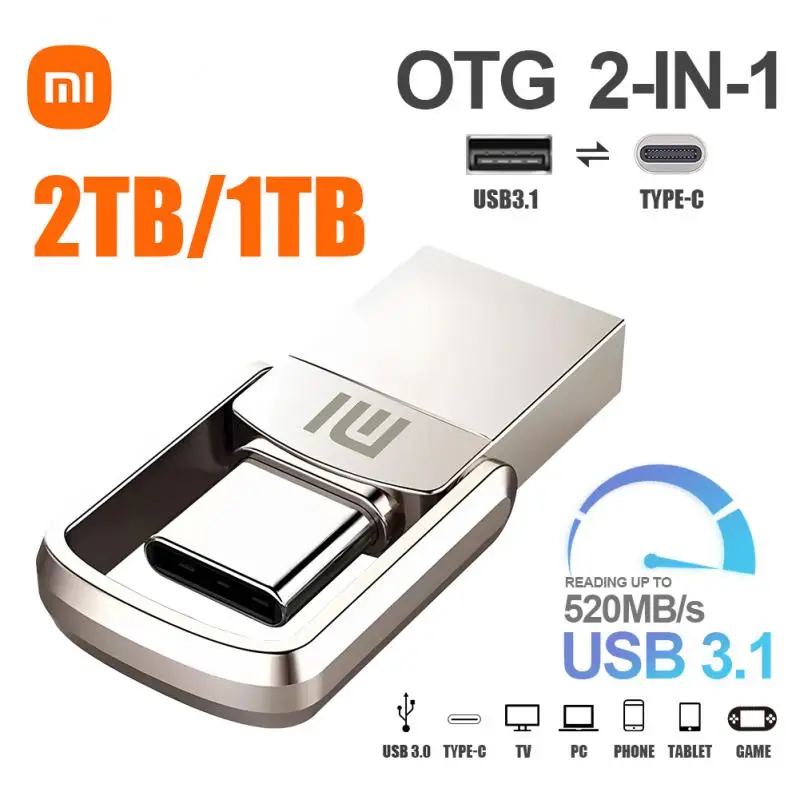 Xiaomi 2TB High Speed 3.0 Usb Type-C Interface Mobile Phone Pen Drive 1TB Computer Dual-Use OTG Dual Flash Memory USB U Disk