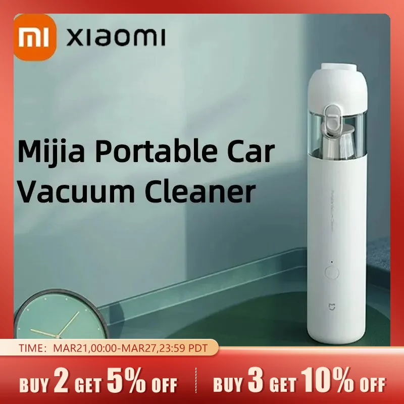 Xiaomi Mijia Portable Car Vacuum Cleaner Mini Handheld Wireless Cleaning Machine for Home Auto Supplies 13000Pa Cyclone Suction