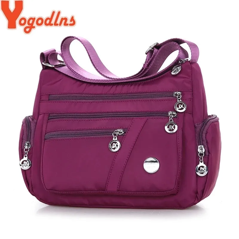 Yogodlns Oxford Waterproof Shoulder Bag Women Casual Crossbody Bag Multifunction Shopping Handbag Large Capacity Messenger Bag