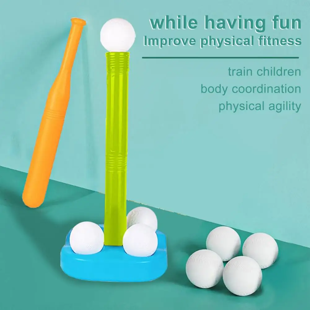 1 Set Kids Baseball Tee Plastic Entertainment Kids Baseball Bat Toy with Tee Balls Plastic Baseball Bat for Outdoor Sports