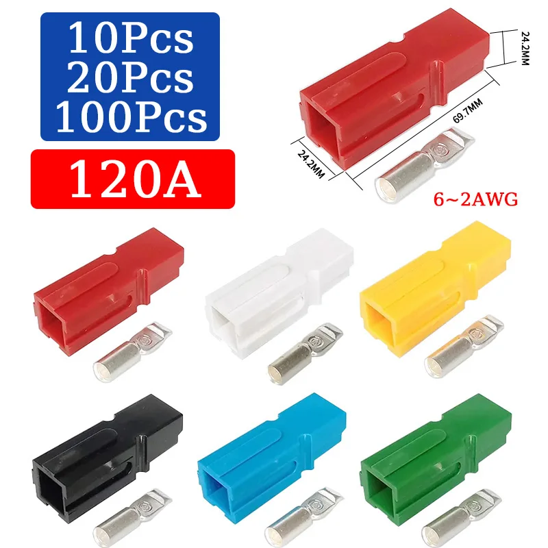 10/20/100PCS 120A 600V Anderson Type Single Pole Power Charge Connector Motorcycle,Forklift,Car Battery Charging Plug