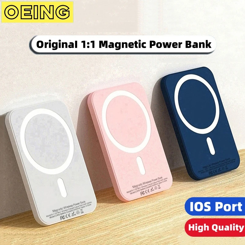 10000mAh Original 1:1 Magnetic Power Bank Portable Wireless Charger For iPhone 15 14 13 12 11 Pro Max External Auxiliary Battery