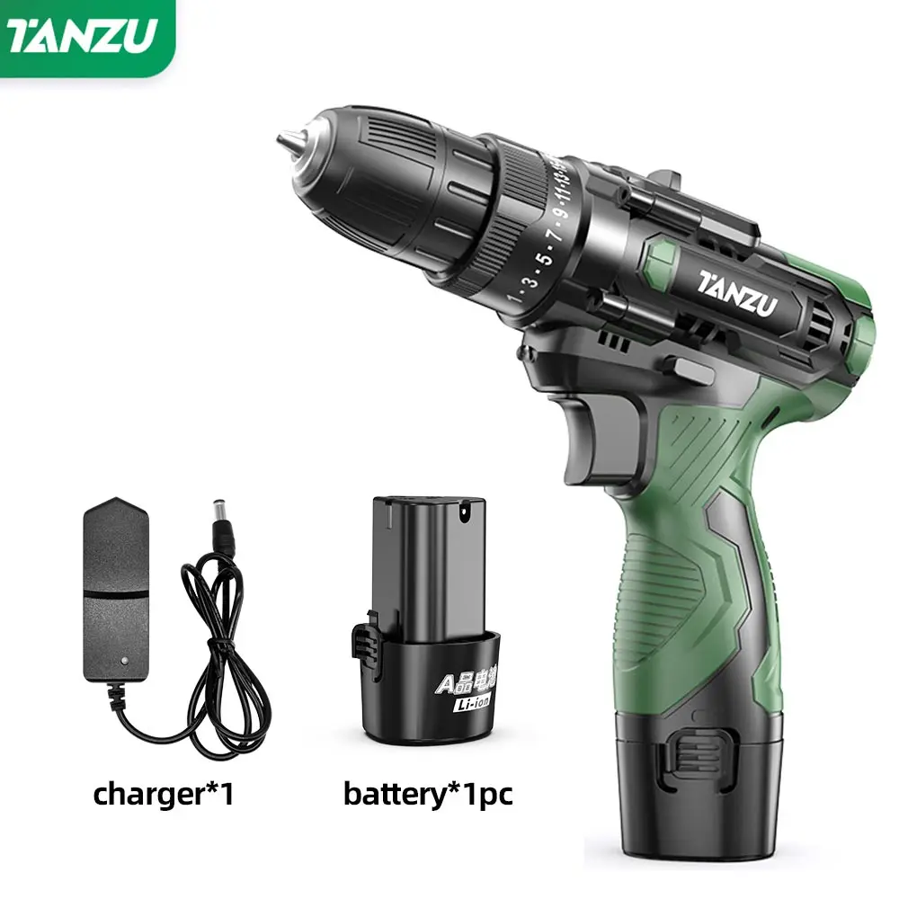 12V 21V Cordless Drill Electric Impact 40Nm Torque Adjustable Speed Power Tools Brushless Driller With LED Light Li-ion Battery