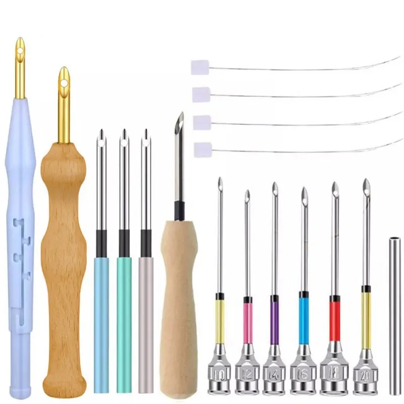 17pc Poke Needle Set Combo Embroidery Needle Punch Tool Hand DIY Sewing Knitting Interchangeable Needles Embroidery