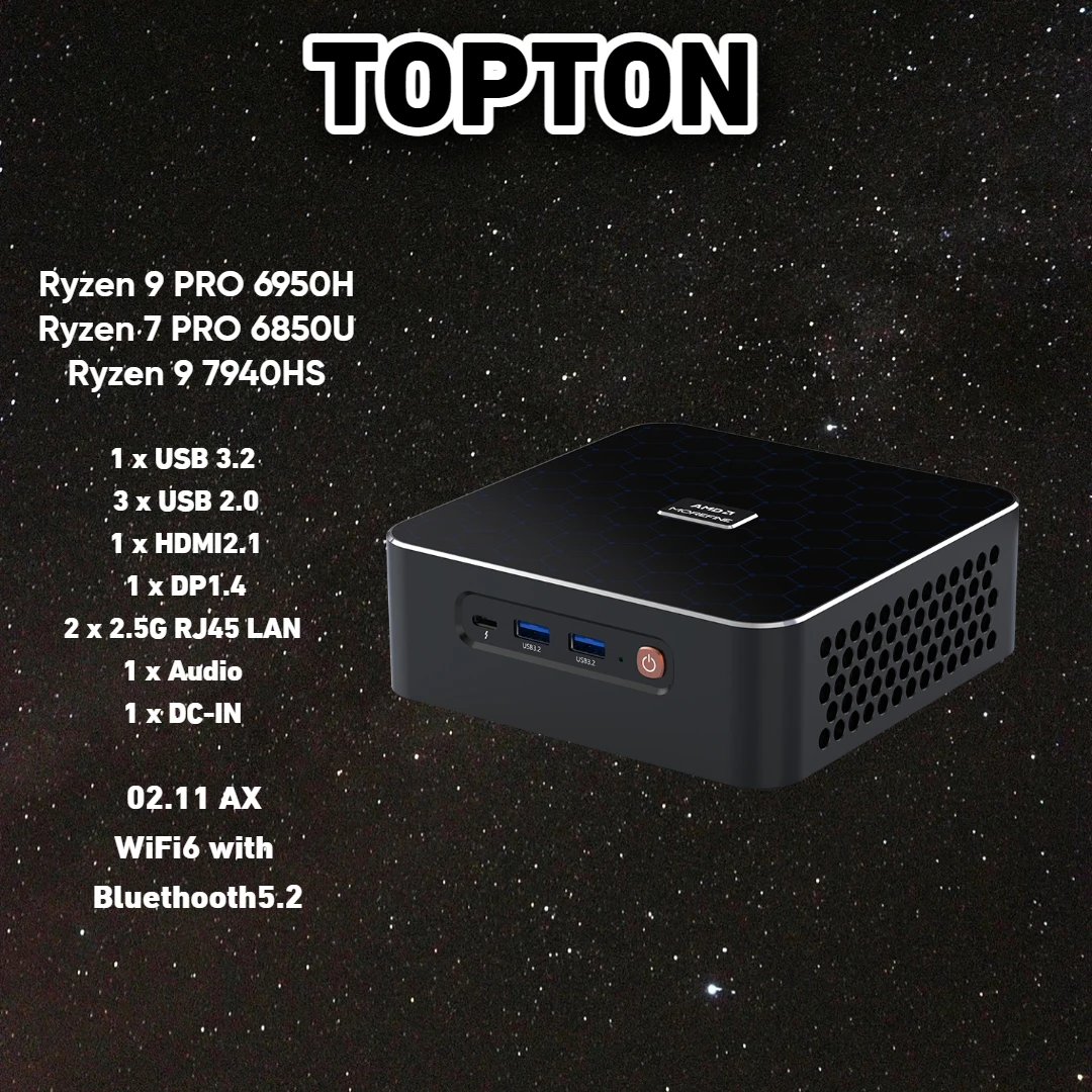 2023 Mini PC Gamer AMD Rzyen 9 7940HS  Radeon 680M 2xDDR5 Max 64GB 2xPCIe4.0 Max 4TB Dual 2.5G LAN Gaming Computer WiFi6 BT5.2