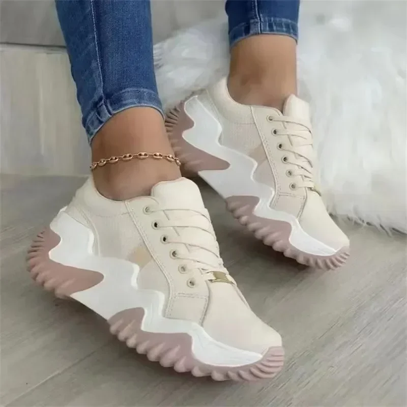 2024 New Breathable Vulcanized Shoes Women Casual Platform Sneakers Summer Thick Bottom Low Top Large Size Canvas Casual Shoes