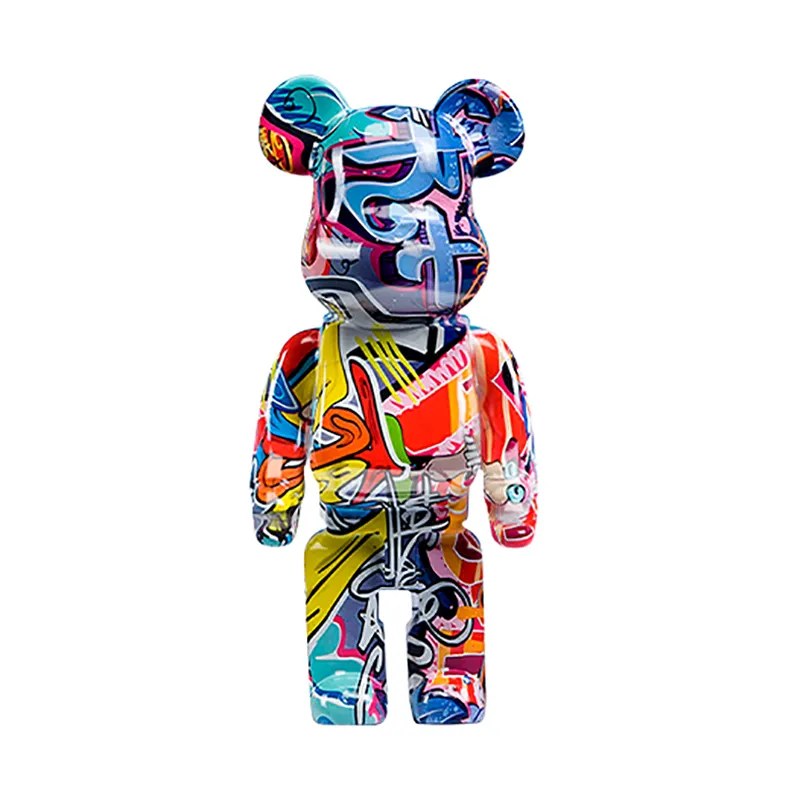 27cm Graffiti Bear Figurine Home Decoration Animal Statue Storage Money Jar Modern Room Sculpture Table Decor Art Ornament