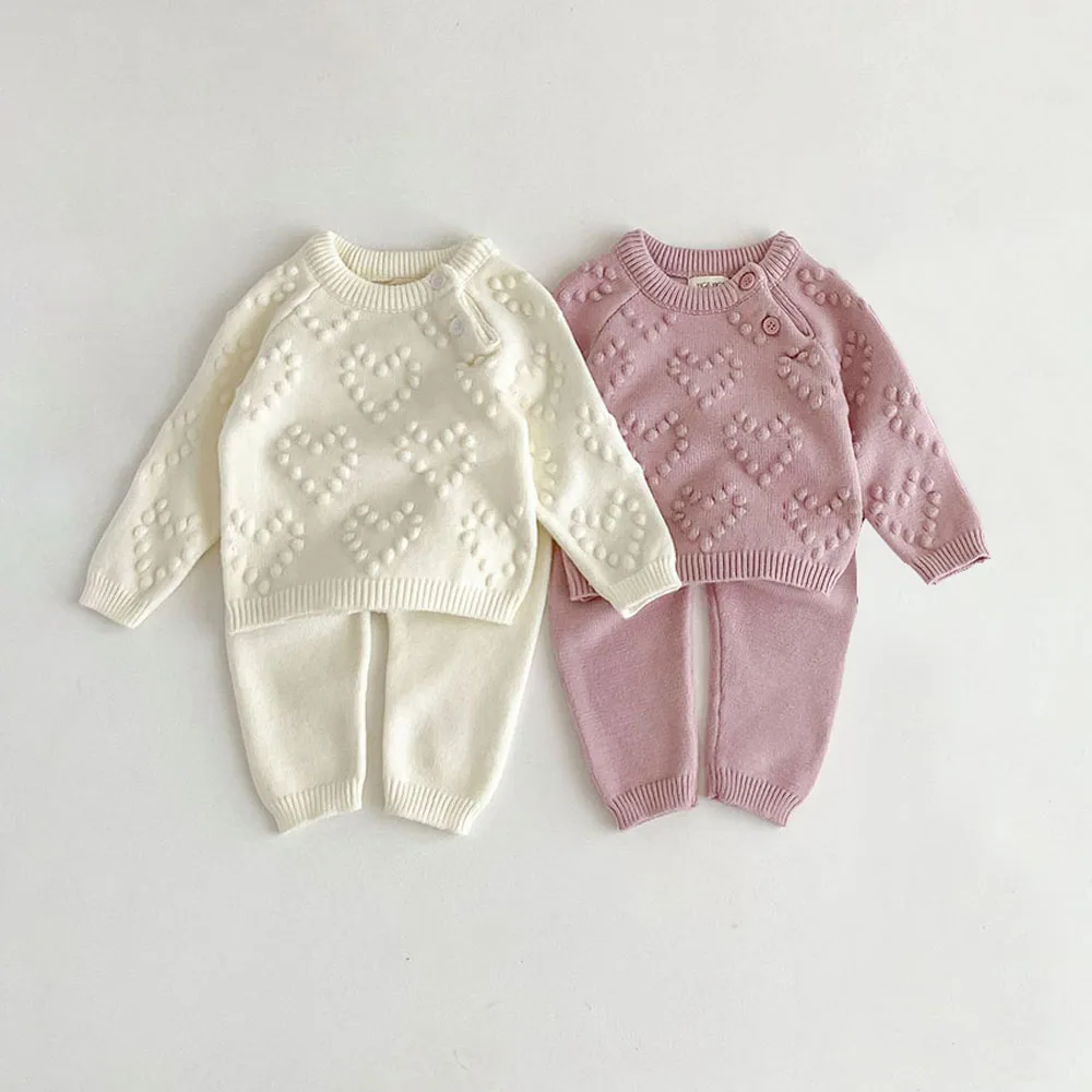 2Pcs Spring Baby Girl Clothing Sets Knit Sweater + Pants for Girls Newborn Girl Clothes set