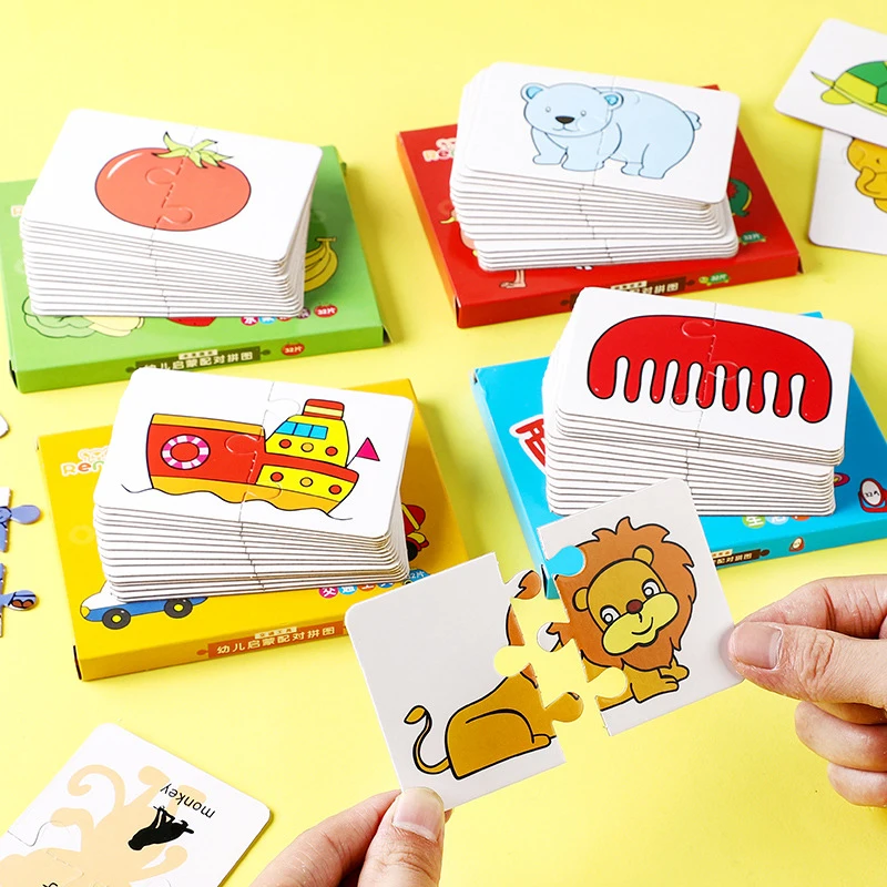 32Pcs Toddler Card Matching Game Baby Cognition Puzzle Toys Montessori Educational Toys Cartoon Vehicle Fruit Jigsaw Game