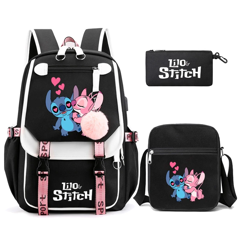 3Pcs/set Lilo Stitch Backpack Cartoon Student Teenagers Bookbag Sport Rucksack for Girl Bagpack Laptop Teens Travel Schoolbag