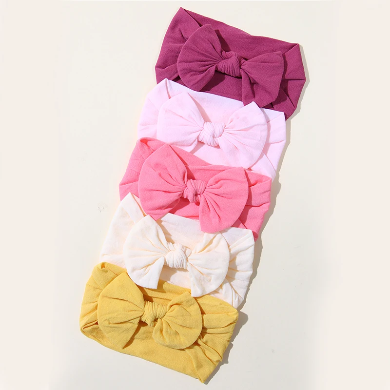 5Pcs Cute Bows Baby Headband Soft Elastic Baby Girl Hair Bands For Newborn Infant Turban Headwear Baby Hair Accessories