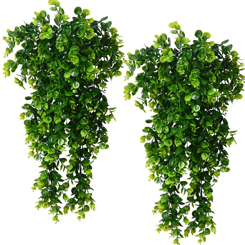 80cm Artificial Plant Round Leaf Eucalyptus Wall Hanging Green Plant Home Living Room Decoration Fake Plant Outdoor Garden Decor