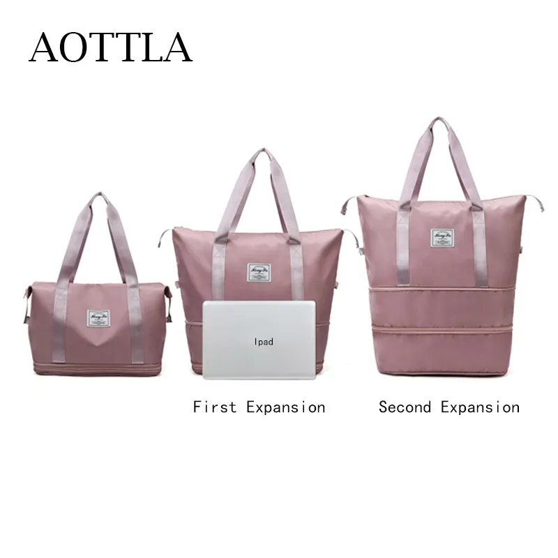 AOTTLA Travel Bag Women Shoulder Bag Quality Casual Handbag Double Zipper Expansion Bag Large Female Bag Fashion New Luggage Bag