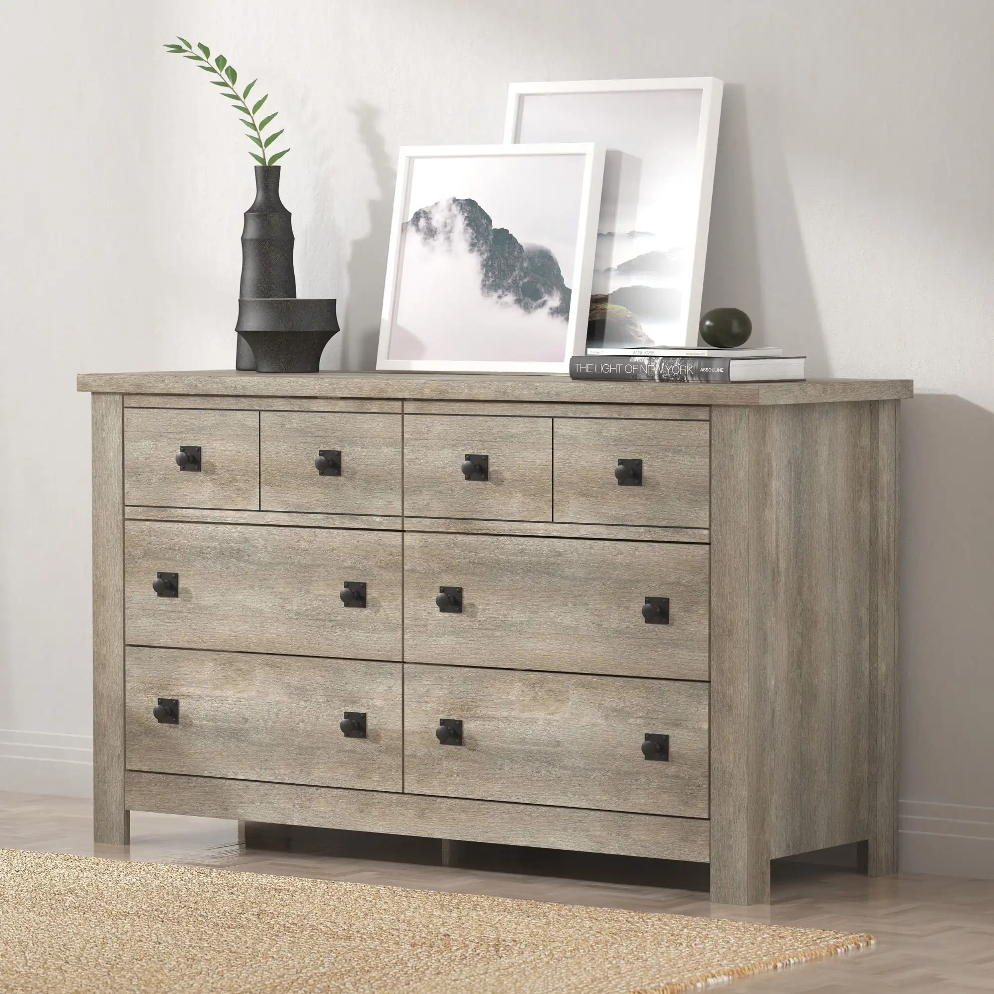 Addison Farmhouse 6 Drawer Dresser, Driftwood Gray