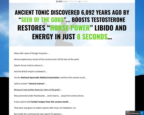 Ancient Tonic Discovered 6,092 Years Ago By “Seer Of The Gods”… Boosts T — Restores “Horse Power” Libido And Energy In Just 8 Seconds…