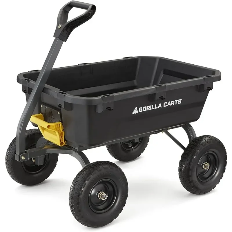 Carts Heavy-Duty Poly Dump Cart with No-Flat Tires, 7 cu ft, 1200 lb Capacity, Black Lawn Care›Outdoor Carts›Garden Carts