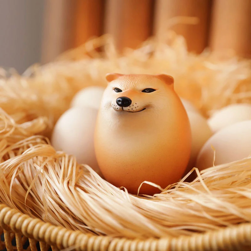 Creative Shiba Inu Realistic Egg Shape PVC Desk Decor Dog & Egg Union Decorations For Home Offices Fun Gifts