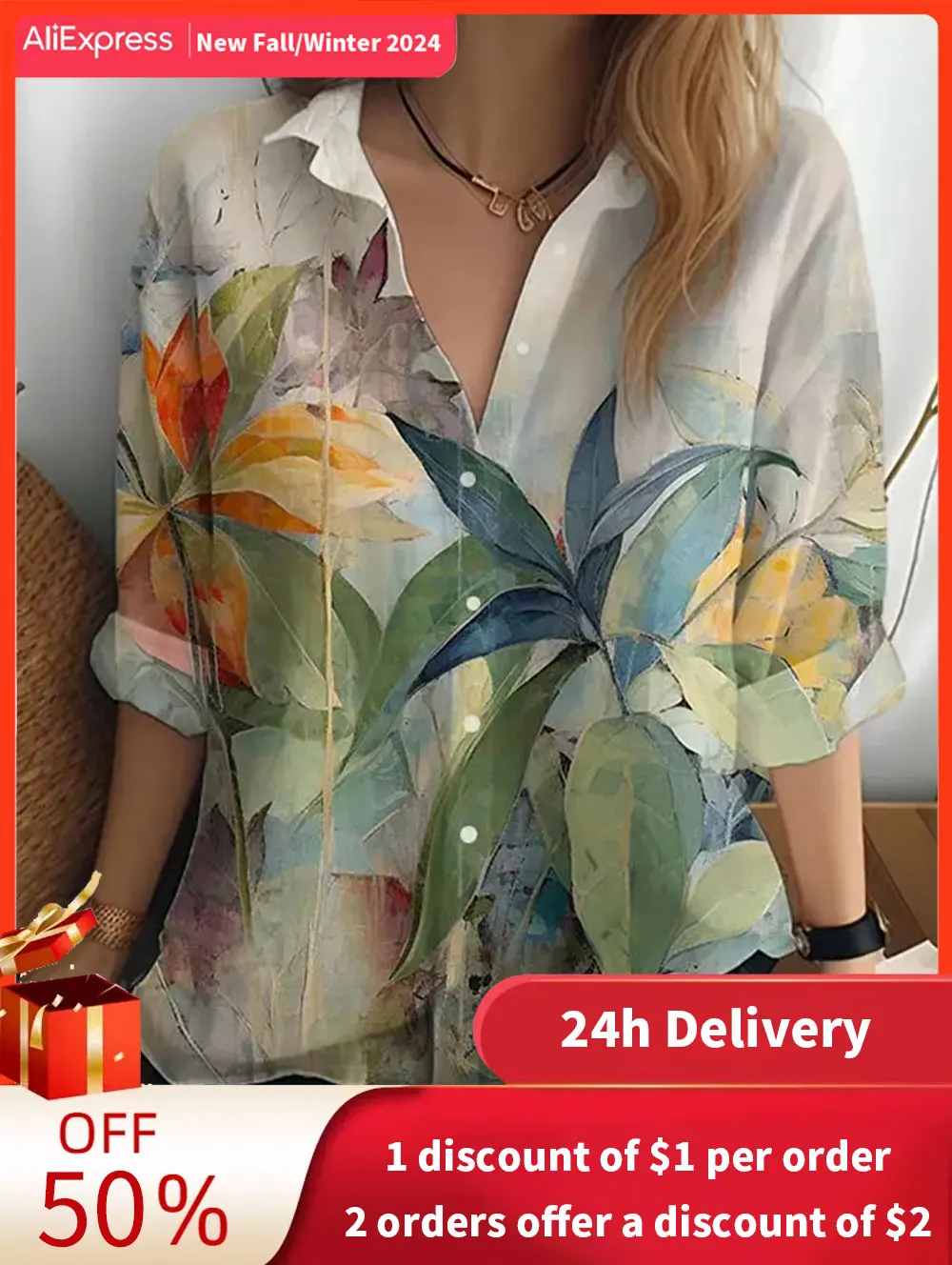 Elegant Women shirts & blouses Retro Casual Long Sleeve Shirt High -quality Female clothin Temperament Tops Shirts