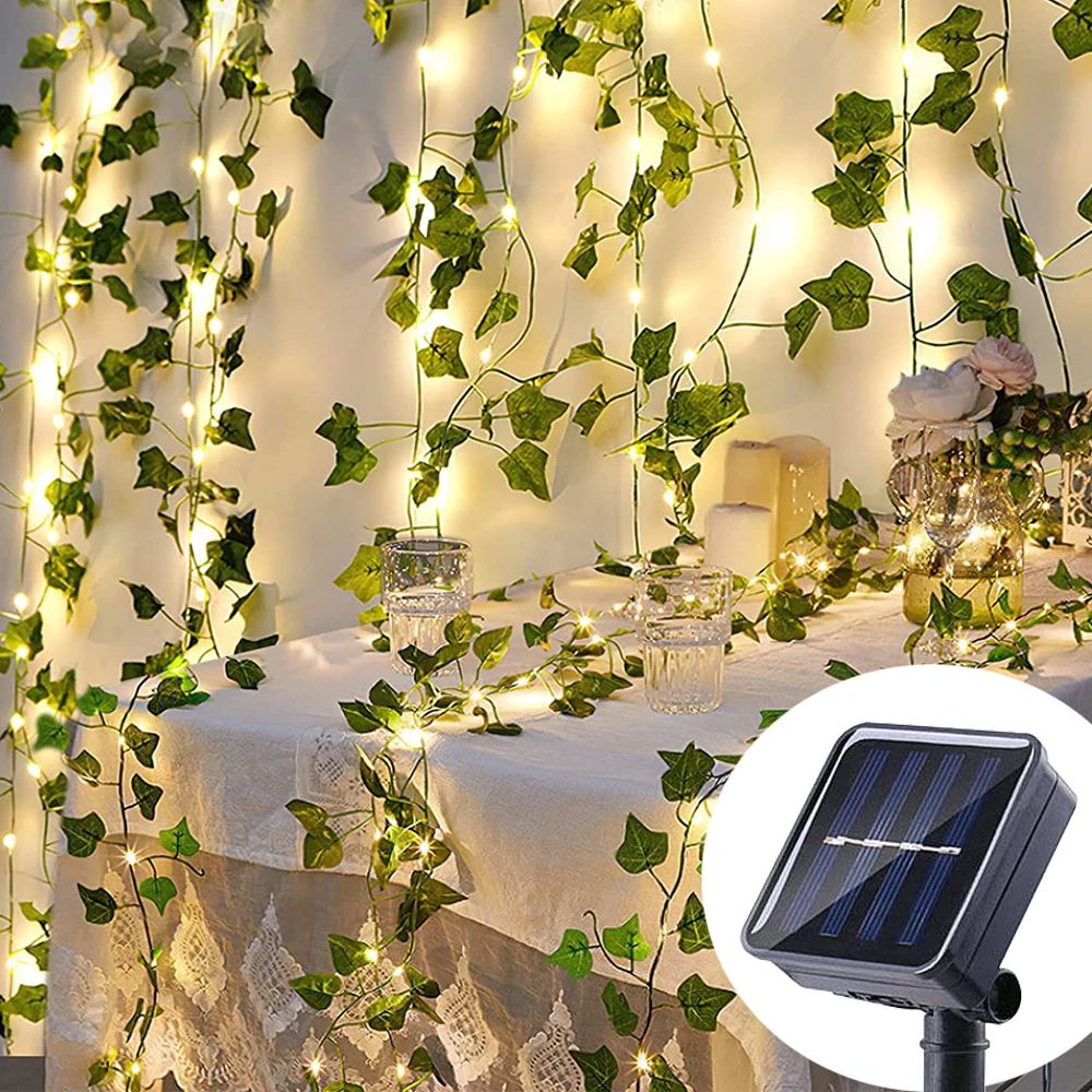 Fairy Lights ivy String 10m 100LED LED Solar Light Vine Maple Leaf Waterproof Garland Solar Lamp Christmas for Garden Decoration