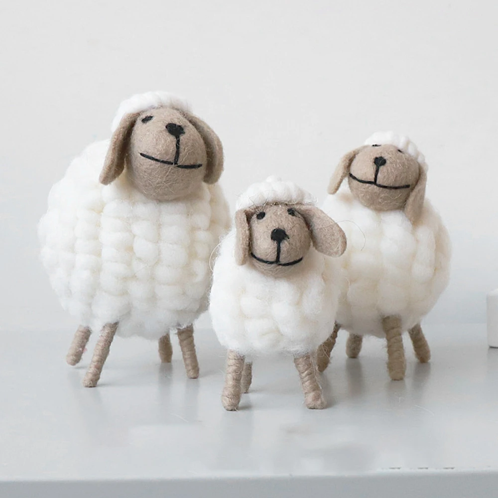 Festival Lamb Birthday Wool Felt Sheep Party Supplies Kid Gift Mini Table Ornament Figurines Desktop Decor Home Furnishings