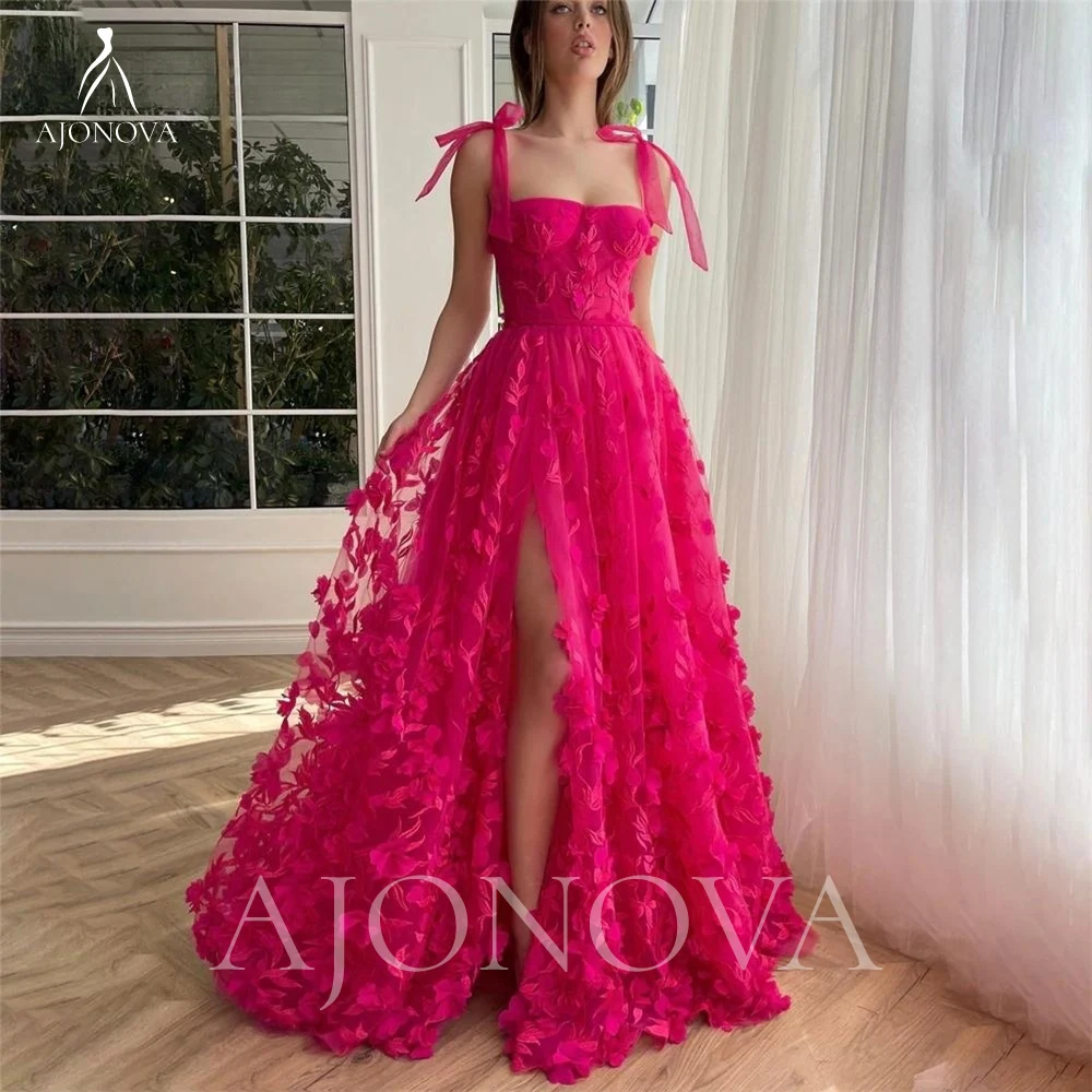 Fuchsia Tulle Prom Dress Elegant Party Dresses for Women 2024 Spaghetti Straps A-line Ladies Dresses for Special Occasions Robe