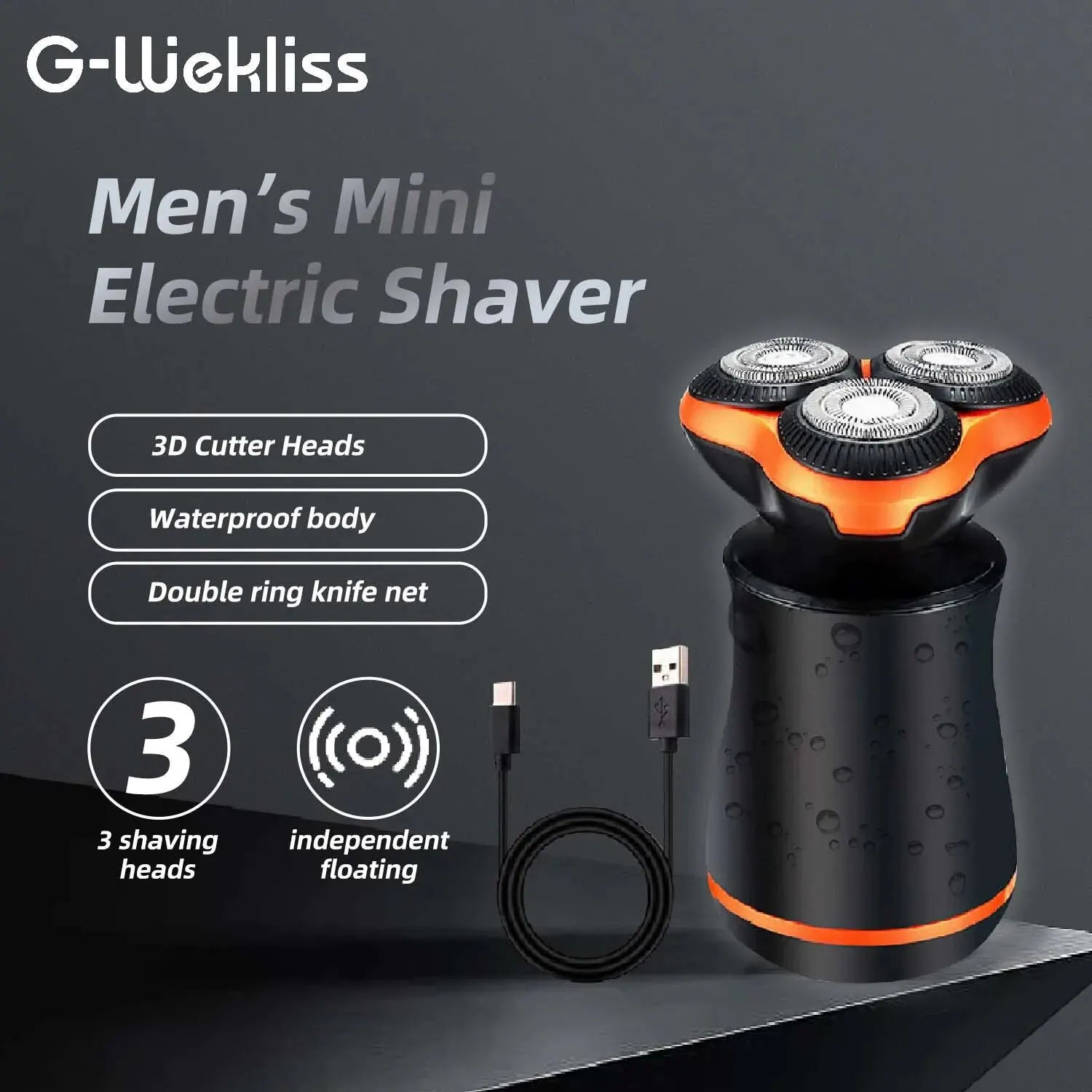 G-Wekliss Portable Mini Multifunctional Rechargeable Waterproof Men’s Beard Trimming Tool Electric Shaver