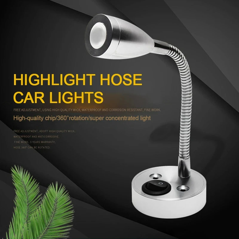 LED Hose Spotlight Spot Reading Light Lamp Warm Light Adjustable Reading Lamp For Camper Van Caravan Boat RV Motorhome Truck