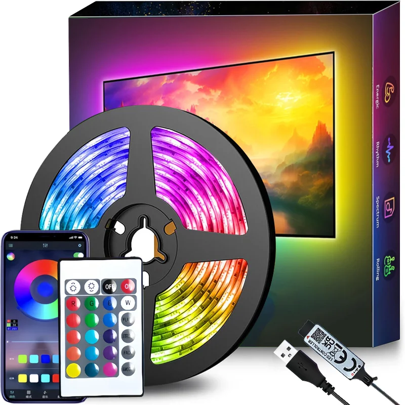 LED Strip Lights RGB USB 5050 5V Bluetooth App And IR Control Bright Best Suit For Bedroom TV Wall And Living Room Or Decoration