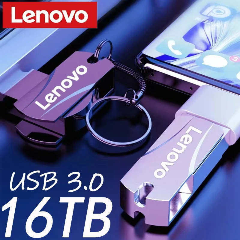 Lenovo Metal 16TB U Disk Flash Drive USB 3.0 High Speed File Transfer 8TB 4TB Ultra-large Capacity Waterproof Mechanical Style