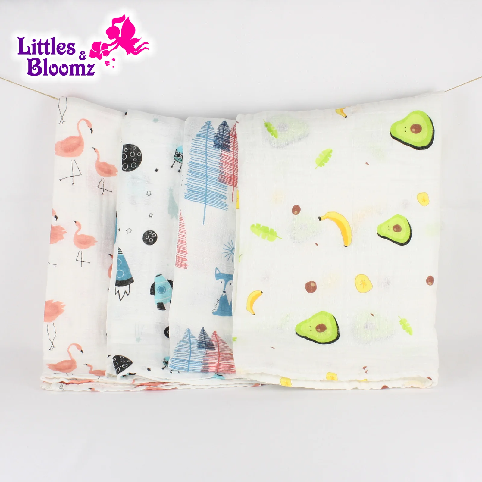 [Littles&Bloomz] 100% Cotton Muslin Swaddle for Infant Wrap Sleeping Bag Newborn Bath Towel Baby Blanket Bedding Sheet